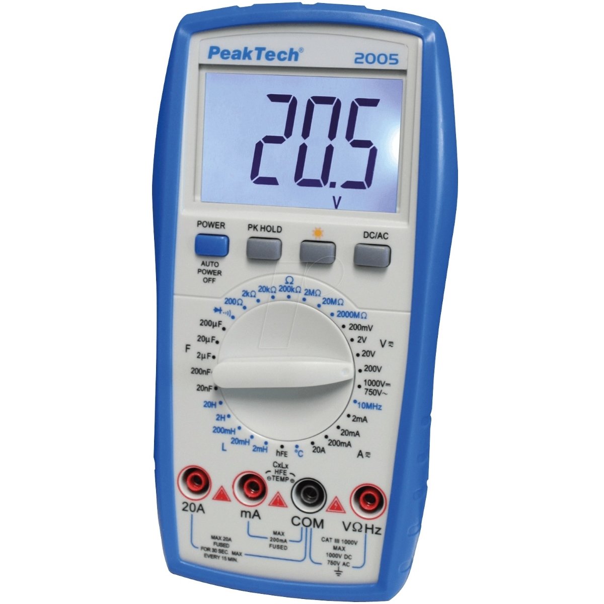 Multimetru digital (2000 counts, 600V AC/DC, 10A AC/DC) - Peaktech P2005