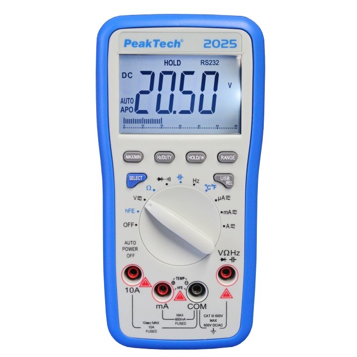 Multimetru digital (6000 counts, 600V AC/DC, 10A AC/DC) - Peaktech P2025