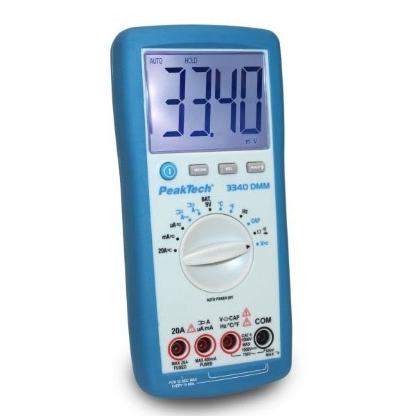Multimetru digital (4000 counts, 600V AC/DC, 10A AC/DC, Autoscalare) - Peaktech P3340