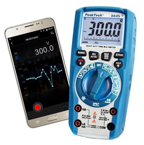 Multimetru digital TRMS, Bluetooth, IP67 (6000 counts, 1000V AC/DC) - Peaktech P3445