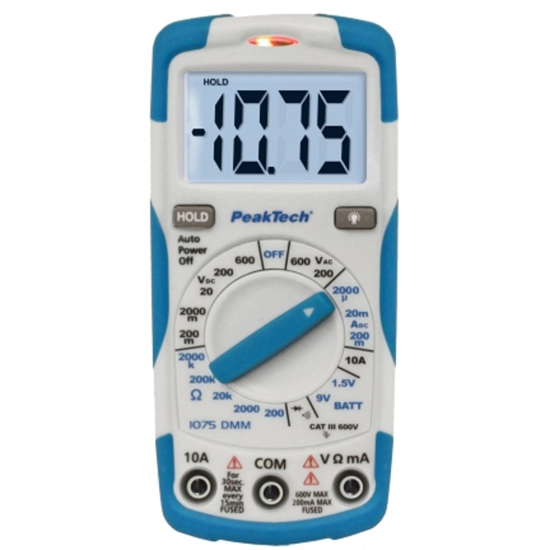 Multimetru digital cu detecție tensiune fără contact ( 600V AC & DC, 10A DC) - Peaktech P1075