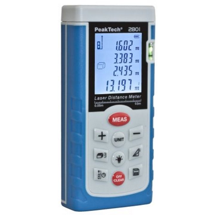 P2801 - Laser Distance Meter up to 60 m (with calculation of area and volume)