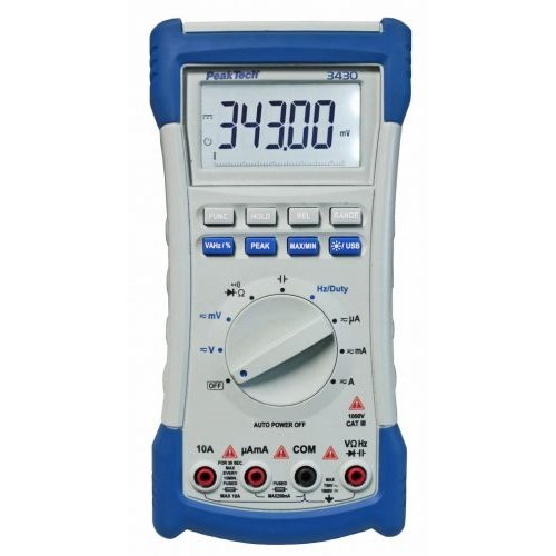Multimetru digital TRMS, USB (20000 counts, măsurare frecvențe, temperaturi & capacități) - Peaktech P3430